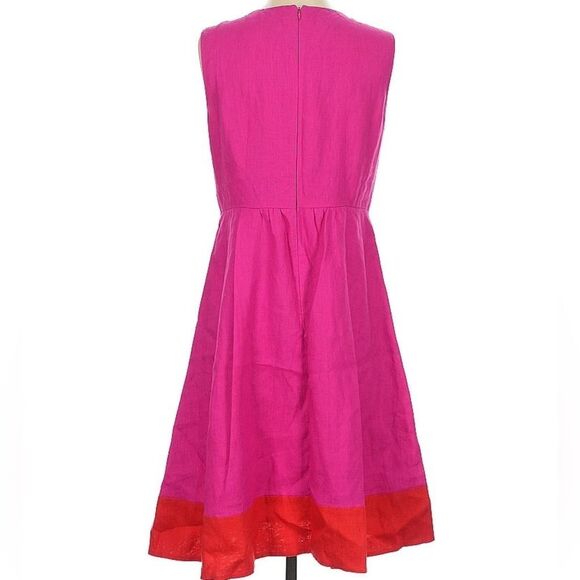 Lafayette 148 Fuchsia Pink Fit And Flare Linen Dress Large - Picture 8 of 9